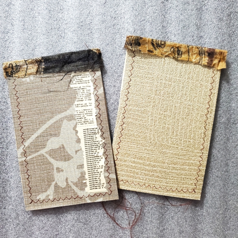😀 HAND CRAFTED Set of two wallpaper notebooks cream tan brown